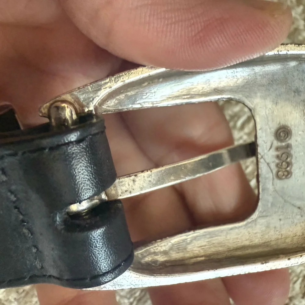 Vintage Onyx Brighton golf detail. Braided Black Leather Belt